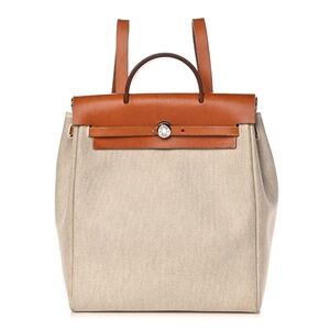 HERMES  Toile Vache Calfskin Herbag 30 PM Backpack Natural